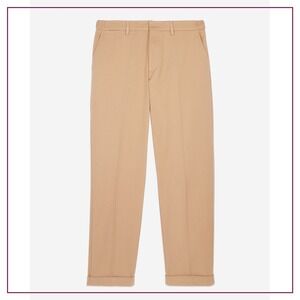 The Kooples Sz 46 French Sizing‎ Men's Camel Cotton Cuffed Preppy Trousers NWT